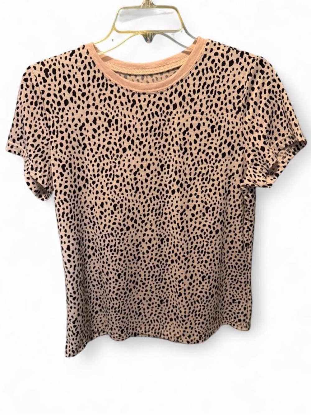 Set of 2-Women's Peach and Blue Boho Polka Dot Print Crewneck Tees